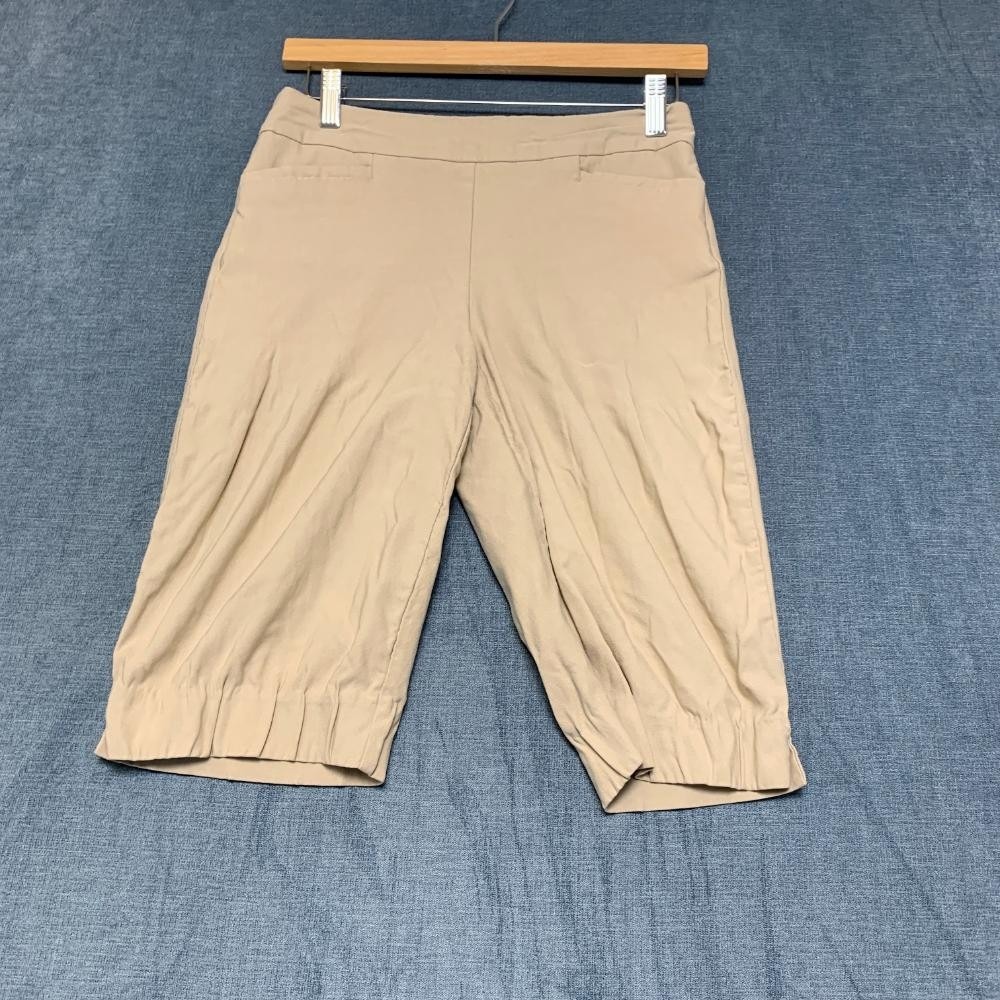 Chico's Capri Pants Womens 2 Beige Rayon Stretch Comfort Casual Wear Pull On